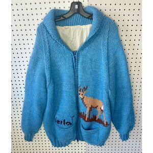 Vintage Handmade Knitted Lined Stag Deer Sweater